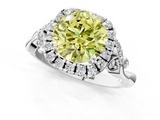 White gold Fancy Yellow Round  Halo Diamond Engagement Ring with Vintage-Inspired Band and Four-Prong Setting_4