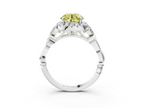 White gold Fancy Yellow Round  Halo Diamond Engagement Ring with Vintage-Inspired Band and Four-Prong Setting_6