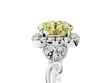 White gold Fancy Yellow Round  Halo Diamond Engagement Ring with Vintage-Inspired Band and Four-Prong Setting_8