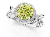White gold Fancy Yellow Round  Halo Diamond Floral Band with Four-Prong Setting_36