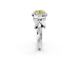 White gold Fancy Yellow Round  Halo Diamond Floral Band with Four-Prong Setting_37