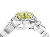 White gold Fancy Yellow Round  Halo Diamond Floral Band with Four-Prong Setting_39