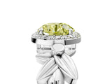 White gold Fancy Yellow Round  Halo Diamond Floral Band with Four-Prong Setting_40