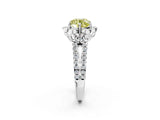 White gold Fancy Yellow Round  Halo Diamond Floral Split Shank Engagement Ring 3
