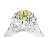 White gold Fancy Yellow Round  Halo Diamond Floral Split Shank Engagement Ring 5