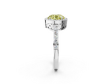 White gold Fancy Yellow Round  Halo Diamond Pavé Band Ring with Prong Setting_2