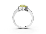 White gold Fancy Yellow Round  Halo Diamond Pavé Band Ring with Prong Setting_3