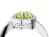 White gold Fancy Yellow Round  Halo Diamond Pavé Band Ring with Prong Setting_4