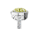 White gold Fancy Yellow Round  Halo Diamond Pavé Band Ring with Prong Setting_5