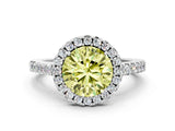 White gold Fancy Yellow Round  Halo Diamond Pavé Solitaire Ring_55