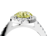 White gold Fancy Yellow Round  Halo Diamond Pavé Solitaire Ring_55