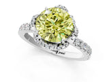 White gold Fancy Yellow Round  Halo Diamond Pave Band Ring with Four-Prong Setting_16
