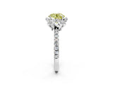 White gold Fancy Yellow Round  Halo Diamond Pave Band Ring with Four-Prong Setting_17