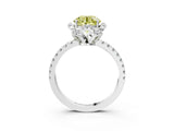 White gold Fancy Yellow Round  Halo Diamond Pave Band Ring with Four-Prong Setting_18