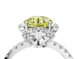 White gold Fancy Yellow Round  Halo Diamond Pave Band Ring with Four-Prong Setting_19