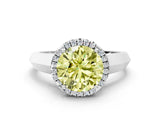 White gold Fancy Yellow Round  Halo Diamond Ring with Cathedral Band and Four-Prong Setting_29