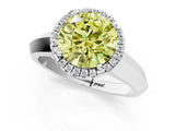 White gold Fancy Yellow Round  Halo Diamond Ring with Cathedral Band and Four-Prong Setting_30