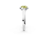 White gold Fancy Yellow Round  Halo Diamond Ring with Cathedral Band and Four-Prong Setting_31