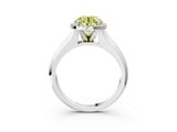 White gold Fancy Yellow Round  Halo Diamond Ring with Cathedral Band and Four-Prong Setting_32