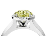 White gold Fancy Yellow Round  Halo Diamond Ring with Cathedral Band and Four-Prong Setting_33