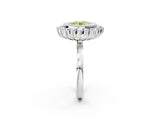 White gold Fancy Yellow Round  Halo Diamond Ring with Milgrain Edge and Round Prong Setting_37