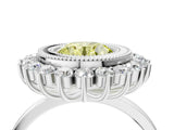 White gold Fancy Yellow Round  Halo Diamond Ring with Milgrain Edge and Round Prong Setting_39