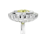 White gold Fancy Yellow Round  Halo Diamond Ring with Milgrain Edge and Round Prong Setting_40