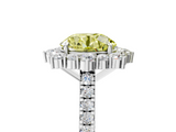 White gold Fancy Yellow Round  Halo Diamond Ring with Pavé Band and Prong Setting_21