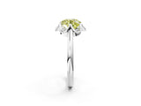 White gold Fancy Yellow Round  Halo Diamond Ring with Round Cluster Setting, Solitaire Band, and Four-Prong Setting_31