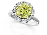White gold Fancy Yellow Round  Halo Diamond Solitaire with Pavé Band and Four-Prong Setting_30