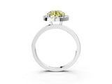 White gold Fancy Yellow Round  Halo Diamond Solitaire with Pavé Band and Four-Prong Setting_32