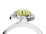 White gold Fancy Yellow Round  Halo Diamond Solitaire with Pavé Band and Four-Prong Setting_33