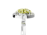 White gold Fancy Yellow Round  Halo Diamond Solitaire with Pavé Band and Four-Prong Setting_34