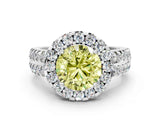 White gold Fancy Yellow Round  Halo Diamond Split Shank Engagement Ring with Prong Setting_129