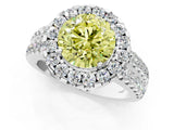 White gold Fancy Yellow Round  Halo Diamond Split Shank Engagement Ring with Prong Setting_130