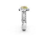 White gold Fancy Yellow Round  Halo Diamond Split Shank Engagement Ring with Prong Setting_131