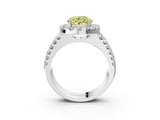 White gold Fancy Yellow Round  Halo Diamond Split Shank Engagement Ring with Prong Setting_132
