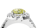 White gold Fancy Yellow Round  Halo Diamond Split Shank Engagement Ring with Prong Setting_133