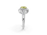 White gold Fancy Yellow Round  Halo Diamond Split Shank Ring with Milgrain Detail_31