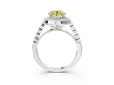 White gold Fancy Yellow Round  Halo Milgrain Solitaire with Bezel Set Side Stones and Pave Band_35