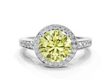 White gold Fancy Yellow Round  Halo Pavé Diamond Engagement Ring with Bezel Setting_12