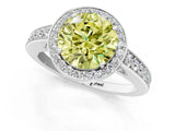 White gold Fancy Yellow Round  Halo Pavé Diamond Engagement Ring with Bezel Setting_13