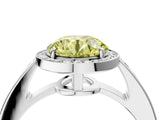 White gold Fancy Yellow Round  Halo Pavé Diamond Engagement Ring with Bezel Setting_16