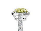 White gold Fancy Yellow Round  Halo Pavé Diamond Engagement Ring with Bezel Setting_17