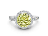 White gold Fancy Yellow Round  Halo Pavé Diamond Engagement Ring with Four-Prong Setting_26
