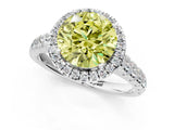 White gold Fancy Yellow Round  Halo Pavé Diamond Engagement Ring with Four-Prong Setting_28