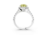 White gold Fancy Yellow Round  Halo Pavé Diamond Engagement Ring with Four-Prong Setting_29