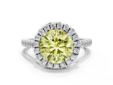 White gold Fancy Yellow Round  Halo Pavé Diamond Engagement Ring with Four-Prong Setting_3