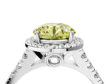 White gold Fancy Yellow Round  Halo Pavé Diamond Engagement Ring with Four-Prong Setting_30