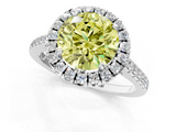 White gold Fancy Yellow Round  Halo Pavé Diamond Engagement Ring with Four-Prong Setting_4